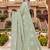 designer dusty pista handwork zarkan foil print silk blend saree