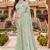 designer dusty pista handwork zarkan foil print silk blend saree