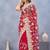 Designer red resham zarkan stone embroidery work net saree