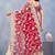 Designer red resham zarkan stone embroidery work net saree