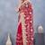 Designer red resham zarkan stone embroidery work net saree