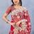 Designer red resham zarkan stone embroidery work net saree