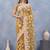 Designer mustard resham zarkan stone embroidery work net saree