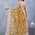 Designer mustard resham zarkan stone embroidery work net saree