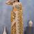 Designer mustard resham zarkan stone embroidery work net saree