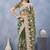 Designer mehendi green resham zarkan stone embroidery work net saree