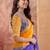 Multicolor ombre embroidered poly chiffon saree