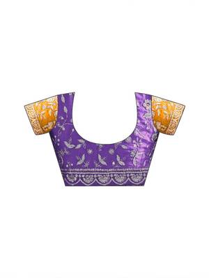 Multicolor ombre embroidered poly chiffon saree 4