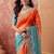 Multicolor ombre embroidered poly chiffon saree