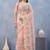Designer peach resham zarkan stone embroidery work net saree