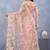 Designer peach resham zarkan stone embroidery work net saree