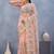 Designer peach resham zarkan stone embroidery work net saree
