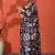 Black mirror work floral printed digital printed satin saree with blouse piece