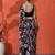 Black mirror work floral printed digital printed satin saree with blouse piece