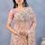 Designer peach resham zarkan stone embroidery work net saree