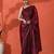 Maroon mirror work floral printed digital printed satin saree with blouse piece