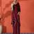 Maroon mirror work floral printed digital printed satin saree with blouse piece