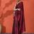 Maroon mirror work floral printed digital printed satin saree with blouse piece