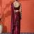Maroon mirror work floral printed digital printed satin saree with blouse piece
