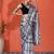 White mirror work checked printed digital printed satin saree with blouse piece