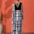 White mirror work checked printed digital printed satin saree with blouse piece