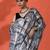 White mirror work checked printed digital printed satin saree with blouse piece