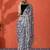 White mirror work floral printed digital printed satin saree with blouse piece