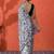 White mirror work floral printed digital printed satin saree with blouse piece