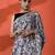 White mirror work floral printed digital printed satin saree with blouse piece
