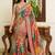 Multicolor ethnic motifs embroidered  chiffon heavy work saree