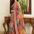 Multicolor ethnic motifs embroidered  chiffon heavy work saree