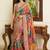 Multicolor ethnic motifs embroidered  chiffon heavy work saree