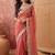 Peach embellished embroidered poly georgette saree