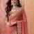 Peach embellished embroidered poly georgette saree