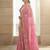 Pink embroidered sarees with stitched blouse