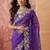 Purple floral embroidered poly georgette saree