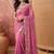 Pink floral embroidered poly georgette saree