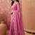 Pink floral embroidered poly georgette saree