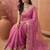 Pink floral embroidered poly georgette saree