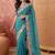 Teal embellished embroidered poly georgette saree