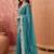 Teal embellished embroidered poly georgette saree