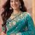 Teal embellished embroidered poly georgette saree
