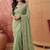 Lime floral embroidered poly georgette saree