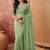 Lime floral embroidered poly georgette saree