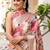 Pink printed ready to wear saree blouse piece