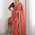 Peach embellished embroidered  georgette heavy work saree