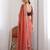 Peach embellished embroidered  georgette heavy work saree