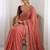 Peach embellished embroidered  georgette heavy work saree