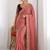 Peach embellished embroidered  georgette heavy work saree