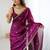 Purple floral embroidered tissue designer saree